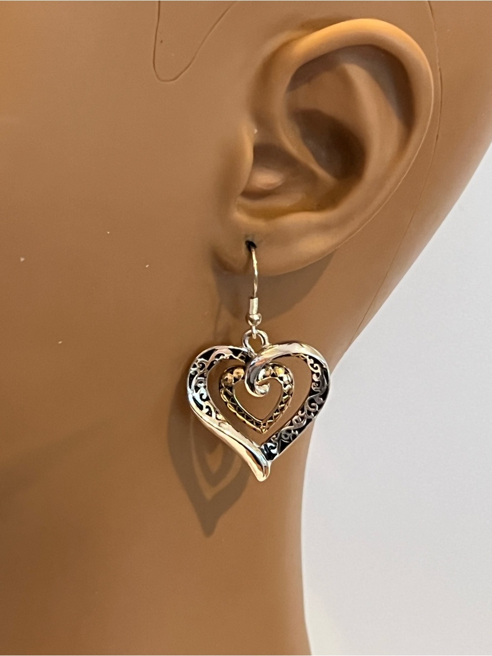 Two Tone Heart Earrings